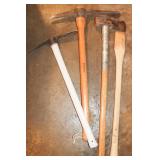 Splitting Maul, 2 Pickaxes, double bit axe handle