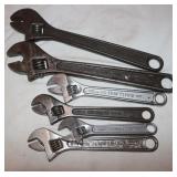6 Adjustable Wrenches: 3 Crescent, 3 Craftsman