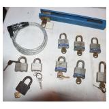 11 padlocks w/ keys or combination: 6