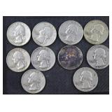 10) Quarters 90% Silver: 8) 1959, 2) 1956