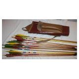 12) 27' Wooden Arrows w/ 17' Quiver
