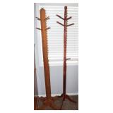 2 Wooden Coat Racks 71.5'  & 72' Tall