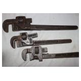 3 Vintage pipe Wrenches: 17', 13', 12'