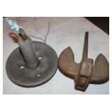 2 boat Anchors:15 lbs Mushroom, 10 lbs Wedge