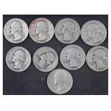 9) 1942 Quarters (90% Silver)