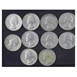 10) 1964 Quarters (90% Silver)