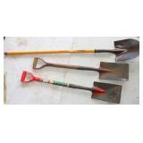 2) 7' square point shovels & 8' spade