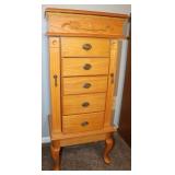 Vintage 5 Drawer Wooden Jewelry Box: NO CONTENTS