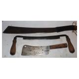 10.5' Draw Knife, 16' machete, 6.5' Cleaver