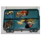 Mini Ice Fishing Tackle Box w/ Spinners, Hooks &