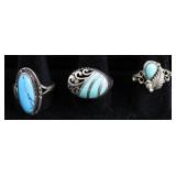 2) .925 & 1 Sterling Rings, Sizes 10.75, 8.25 & 6: