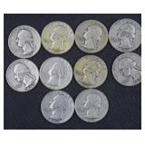 10 Quarters 90% Silver: 8) 1953, 1) 1948, 1) 1947