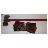Plumb Double Bit Axe w/ Sheath: 35' Wooden Handle