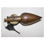Antique Brass Cast Tip Plumb Bob Reel, Patent