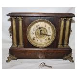 E. Ingrahm Lion Head Clock w/ Key, 15'x10.5';
