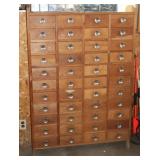 44 Drawer Wood Organizer w/ Contents 39.5x9.5x58'