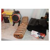 2 Electric Working Heaters, Trash Bags & a Rug
