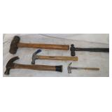 4 hammers, 1 hand sledge hammer