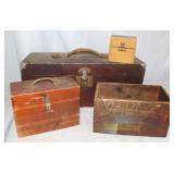 Wooden Toolbox 20x8x8 & 3 Small Boxes: 2 Dovetail
