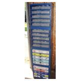 4 plastic stackable Midwest fastener bins w/
