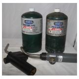 2 1lb Propane Cylinders & 2 Torches