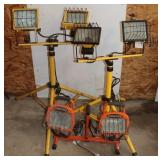 3 Double work Lights w/ stands, 2 need new bulbs