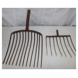 2 Vintage Fork Heads: 1) 12 tine 15' &