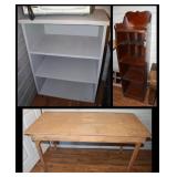 2 Wooden Shelves & 1 wooden Table;