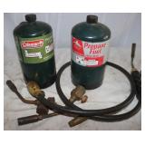 2 Propane Tanks, 3 torch heads