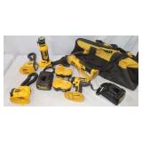 Dewalt 18V cordless tools, cutoff tool, 2 lights &