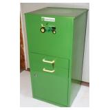 Metal Cabinet w/ key, JD sticker on it 13x12x27