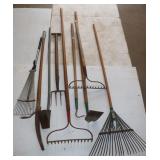 Rakes, 4 Tined Fork, Hoe & Pole Saw
