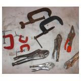 5 Vise Grips & C Clamps 1', 2', 4'
