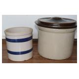 2 Crocks & 1 Lid Cover, 6' & 7' t,