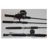 4 Fishing Rods & 3 Reels: