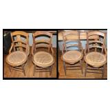 4 Wooden Caned Circular Chairs, 17.5'x 32' H