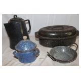 6 pieces Vintage Enamel Cookware: