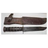 7' Blade USMC Camillus Military Knife w/ Sheath