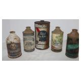 4 Vintage Cone Top Beer Cans & 1 Snap Cap: