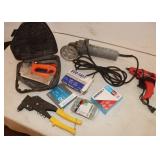 Angle Grinder, Glue Gun, Stapler w/ Staples;