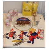Budlight Glasses, Budweiser Clydesdale Tray &