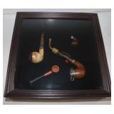 4 Vintage Pipes in 1 Shadowbox Frame;