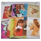 12) 1970 Playboy Magazines w/ Centerfolds