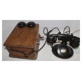 Vintage Oak Western Electric Telephone;