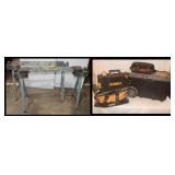 Well Used Saw Horses, Toolboxes & Bags: