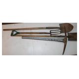 Pitch Fork, Pick Axe & 2 Shovels
