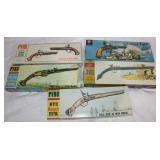 5 Opened Vintage Pistol Model Kits