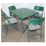 Green Card Table w/ 4 Folding Chairs