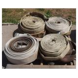 7 Fire Hoses: 5' & 2.5' Dia some w/ Brass Fittings