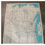 1932 Wisconsin State Map 46x40'